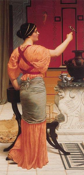 John William Godward Lesbia with her Sparrow oil painting image